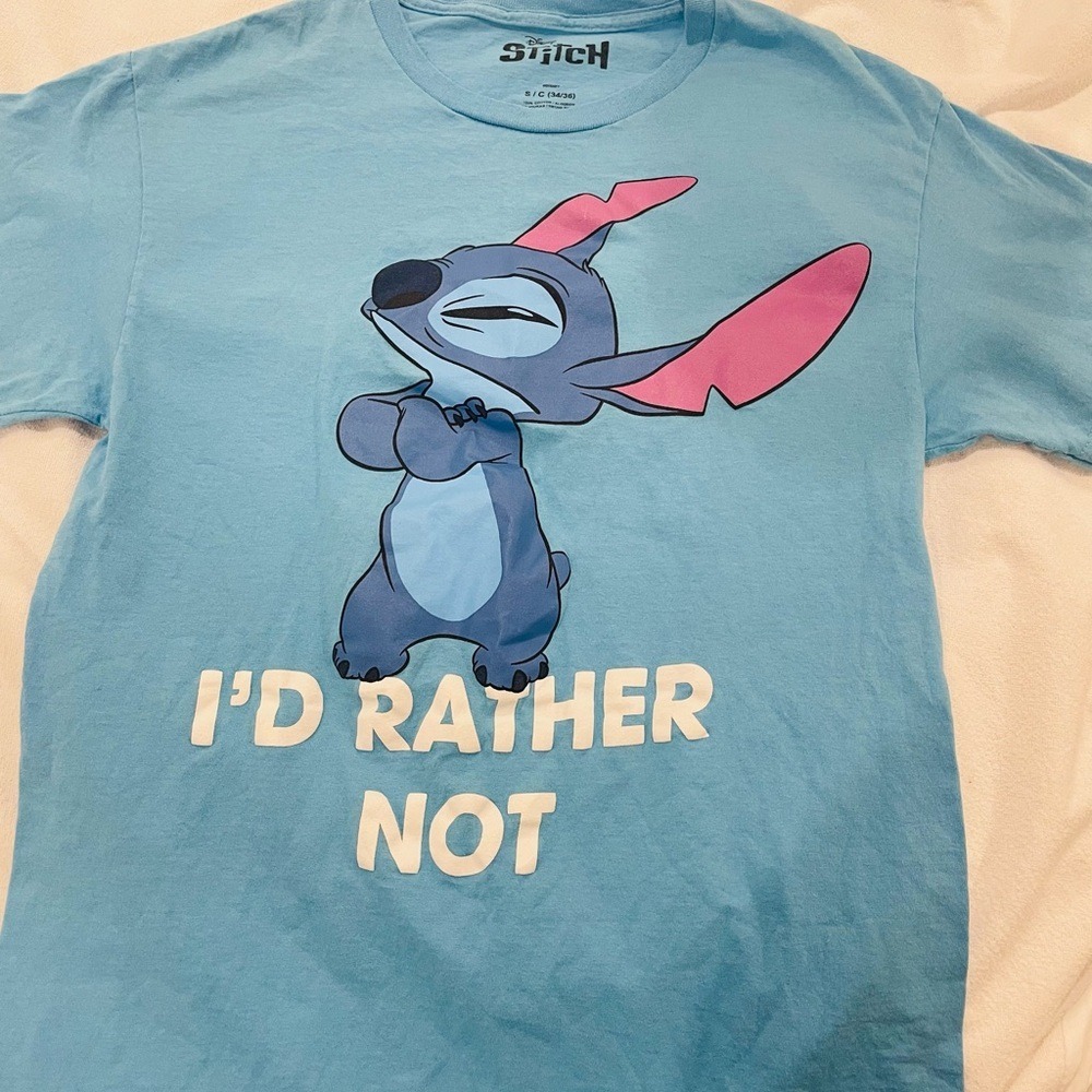 Disney Stitch Blue Graphic T-Shirt Adult Small Lilo & Stitch Tee‎ Casual Small
